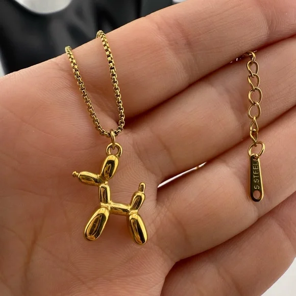 Anthropologie Gold Balloon Dog Pendant Necklace - Picture 5 of 5